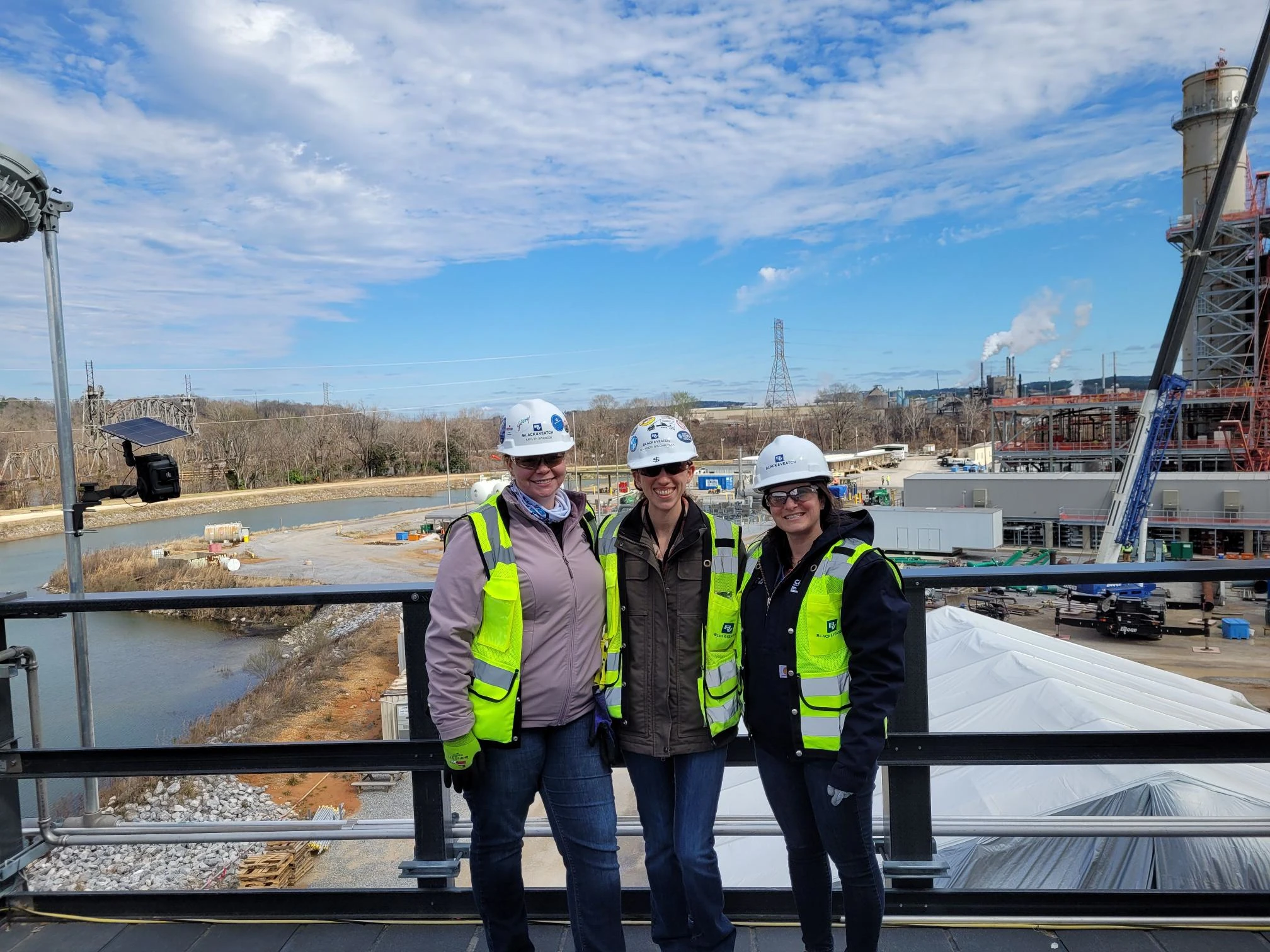 three women in construction
