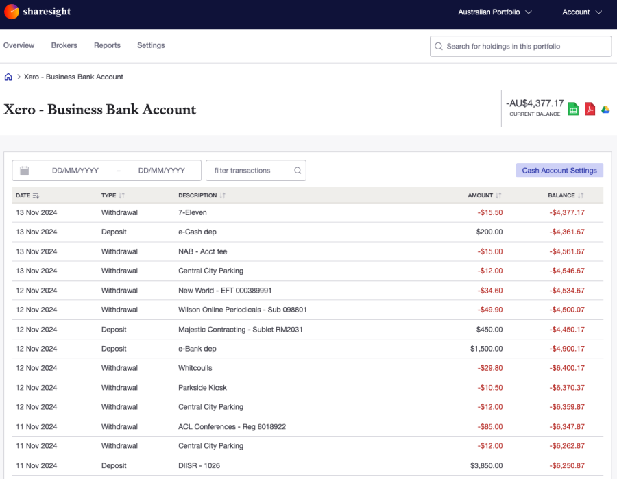XERO Cash account 4