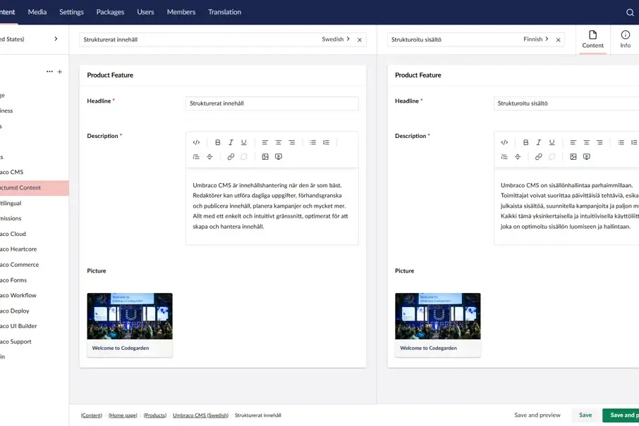 umbraco split view