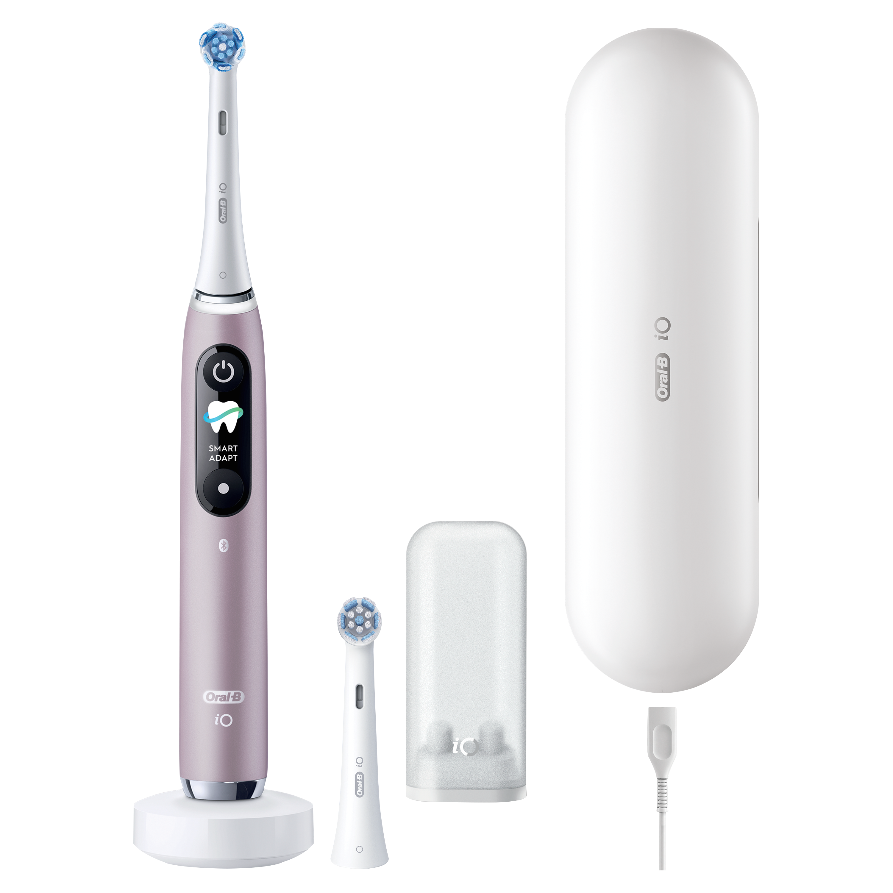 Oral-B iO9 -sähköhammasharja, Musta, 2 vaihtoharja, Lataava matkakotelo - Rose