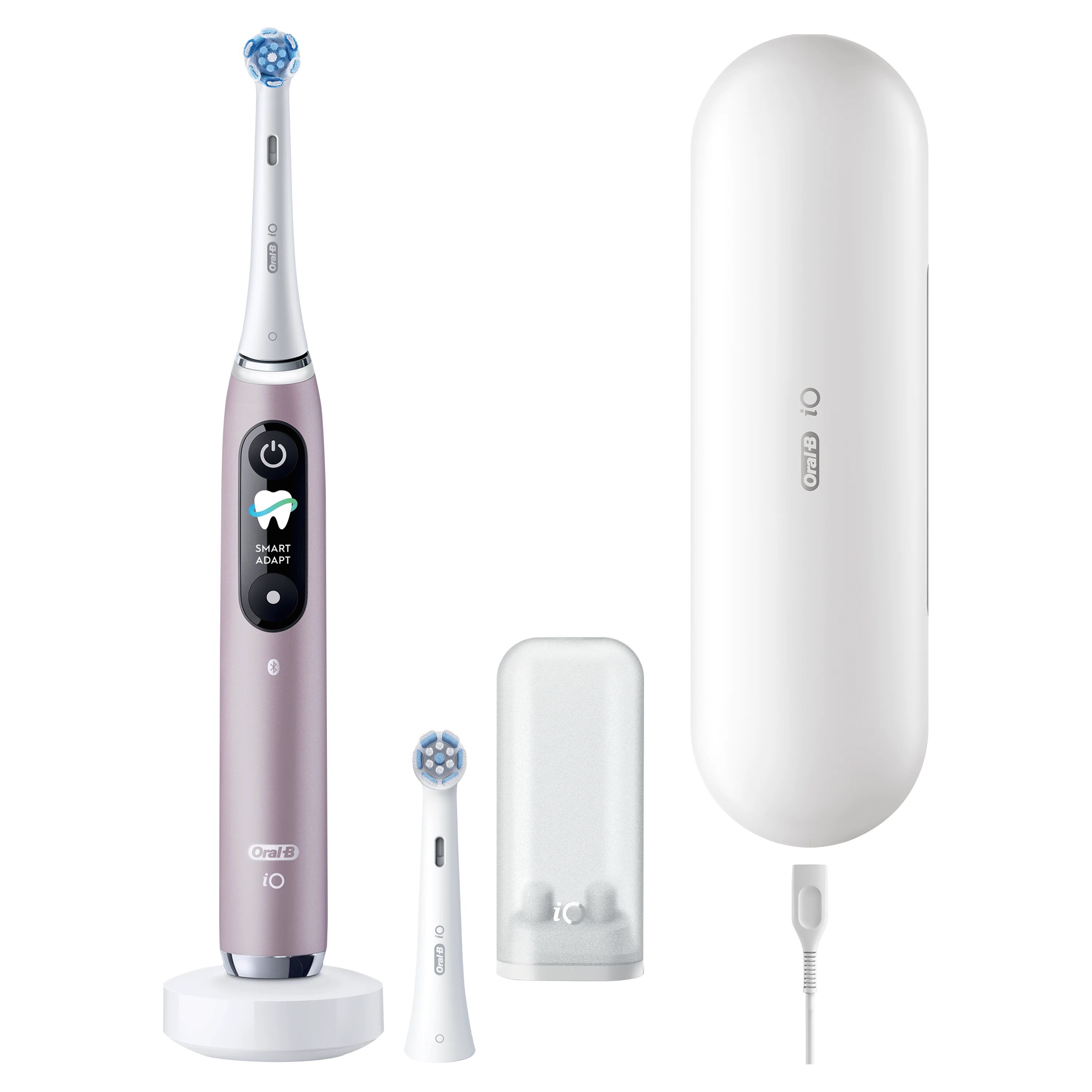 Oral-B iO9 -sähköhammasharja, Musta, 2 vaihtoharja, Lataava matkakotelo - Rose 