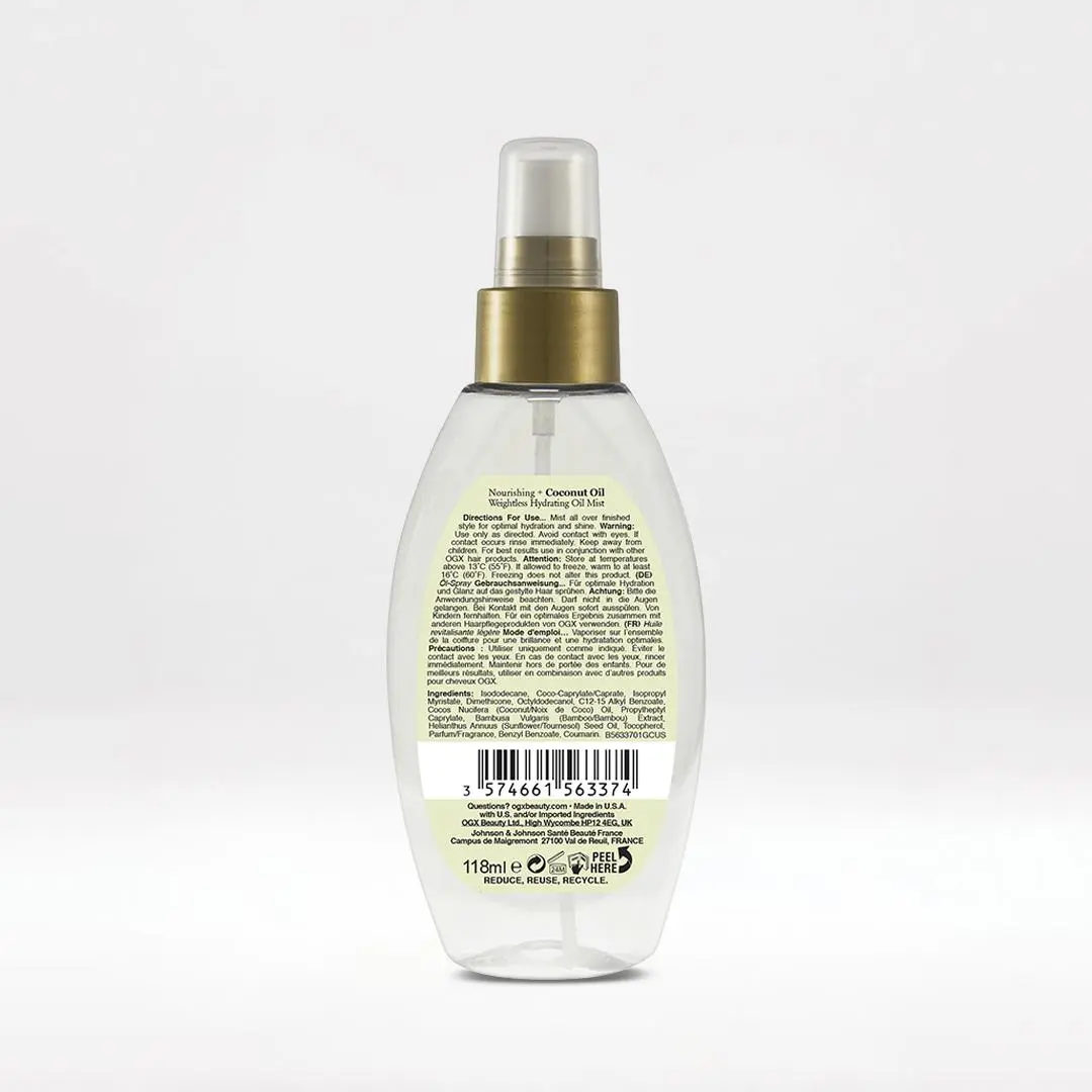 OGX Nourishing + Coconut Oil Ανάλαφρο Ενυδατικό Έλαιο Καρύδας - Back