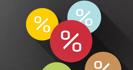 percent symbols in colorful circle icons