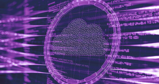 Purple cloud surrounded by circle with data backdrop