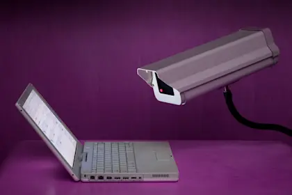 Camera pointing at laptop