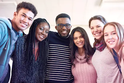 Group smiling for picture