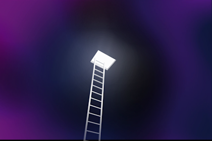 Ladder leading to an exit in the ceiling