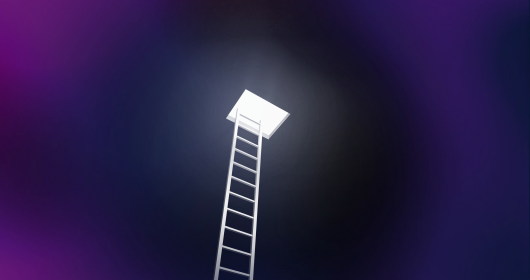 Ladder leading to an exit in the ceiling