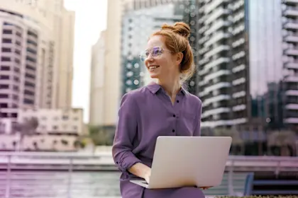 Woman working on laptop