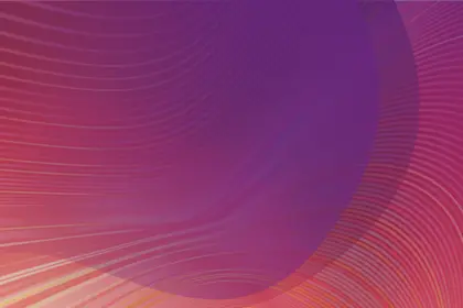 Abstract gradient background with curved lines radiating from corners in purple, pink, and coral tones creating a dynamic flow.