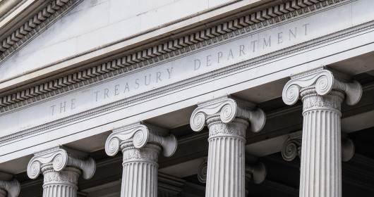 Image of the outside of The Treasury Department