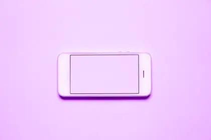 close up of purple phone against purple background