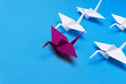 Image of origami paper cranes