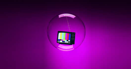 Illustration of a TV floating in a bubble