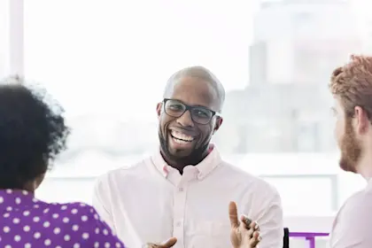 people having a meeting in a modern office