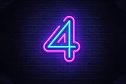 Neon sign of the number four