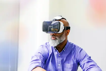 Businessman using vr glasses