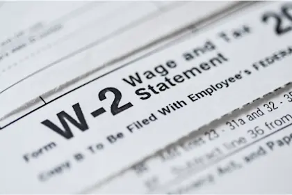 Closeup of header of W-2 form
