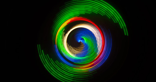 Peacock colored abstract circular light painting