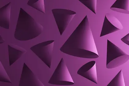 purple cones floating in purple space