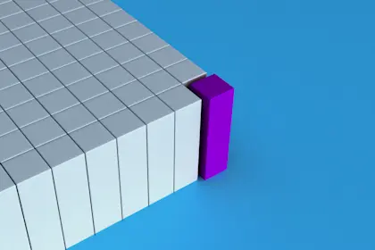 purple cube standing out from the other grey cubes