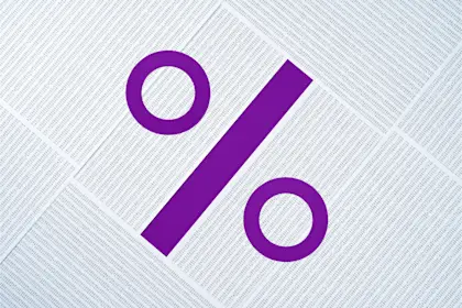 Percentage Sign Made of Data Sheets Pile