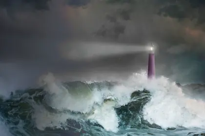 Lighthouse in storm