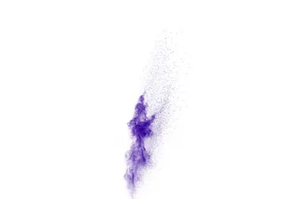 cloud of purple powder particles on a white background
