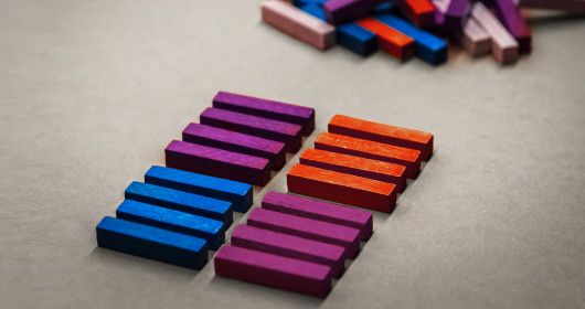 Colored blocks lined up symbolizing order from chaos
