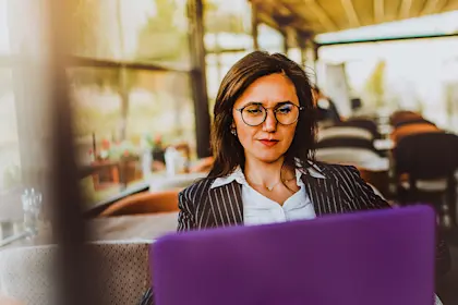 Woman working on laptop