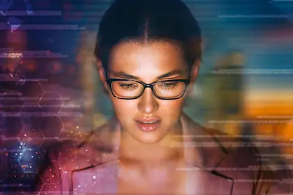 Businesswoman using a PC