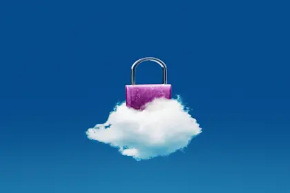 Padlock in a loud with blue backgrounds