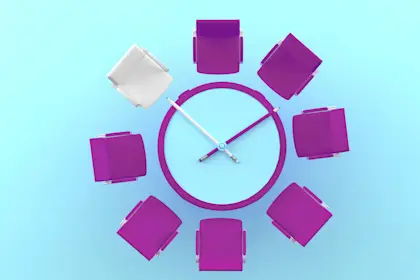 pencil clock on blue background