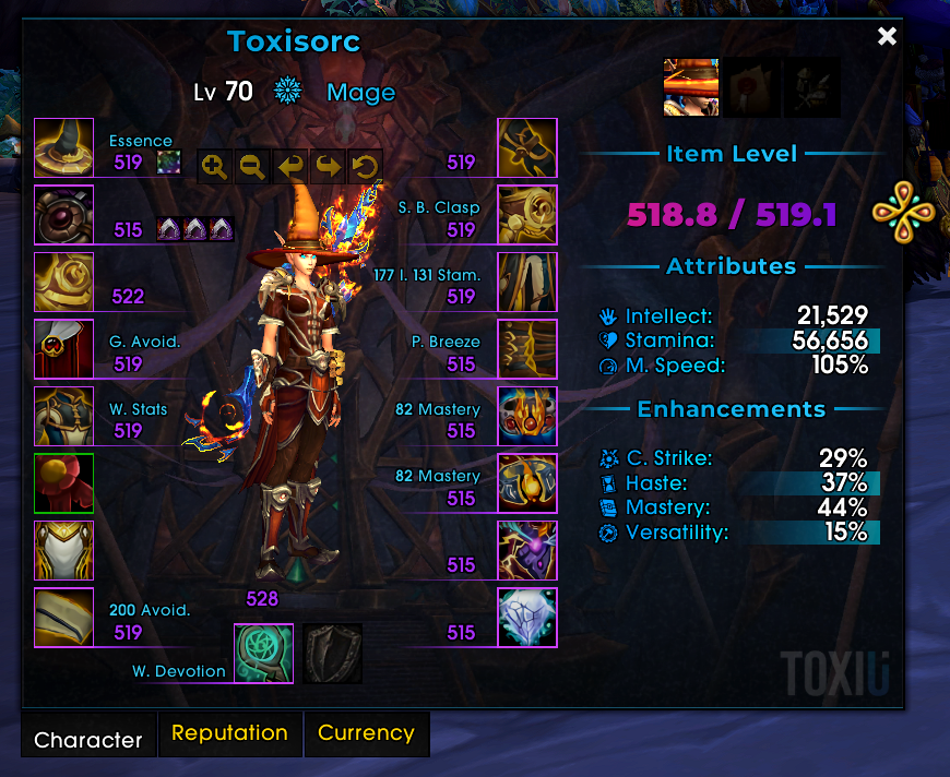 ToxiUI Armory with Attribute icons