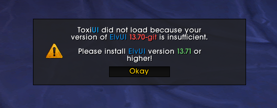 Warning for outdated ElvUI version