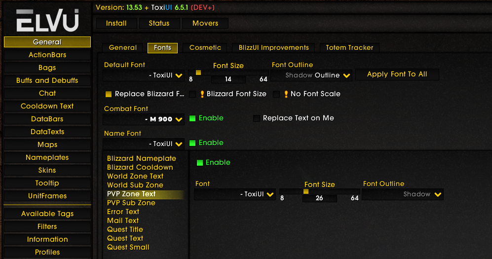 6.5.1 ElvUI Fonts