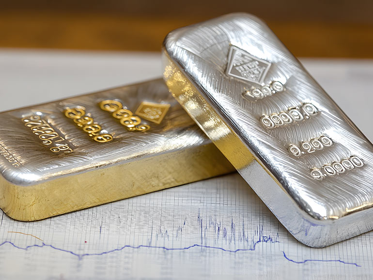 Gold & Silver Pullback as Dow Hits Record