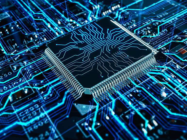 An image of a semiconductor microchip