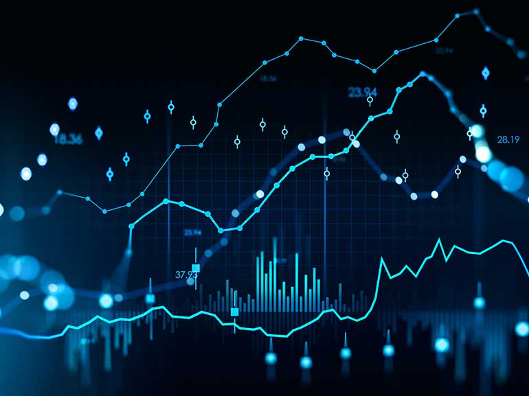 An illustration of volatile trading charts
