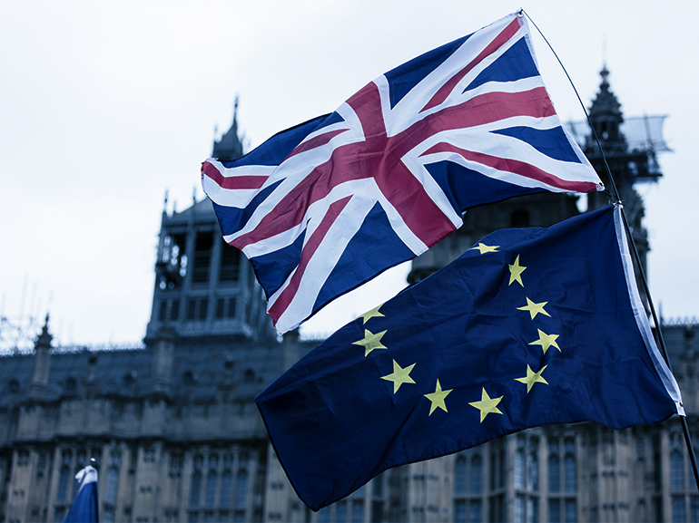 UK and Europe flags 