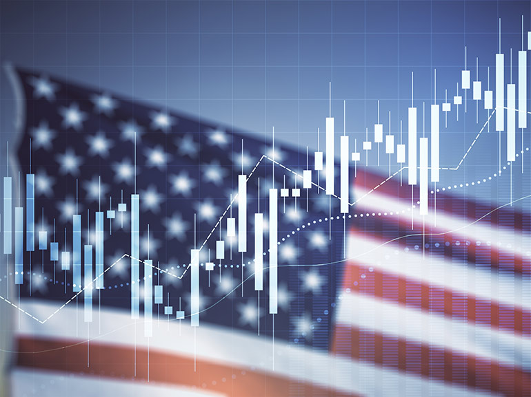 An illustration of Wall Street indices rising chart