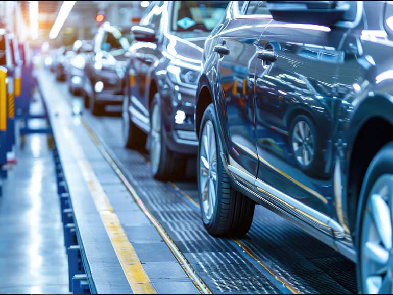 A queue of cars at a repair service center