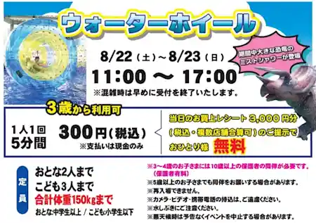 ウォーターホイール＆恐竜ミスト（カメイドクロック・体験・アクティビティ）