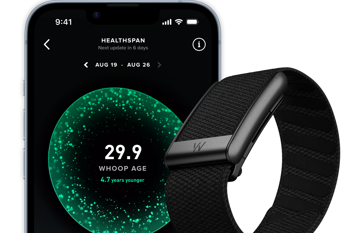 Whoop 5.0 band with Healthspan dashboard