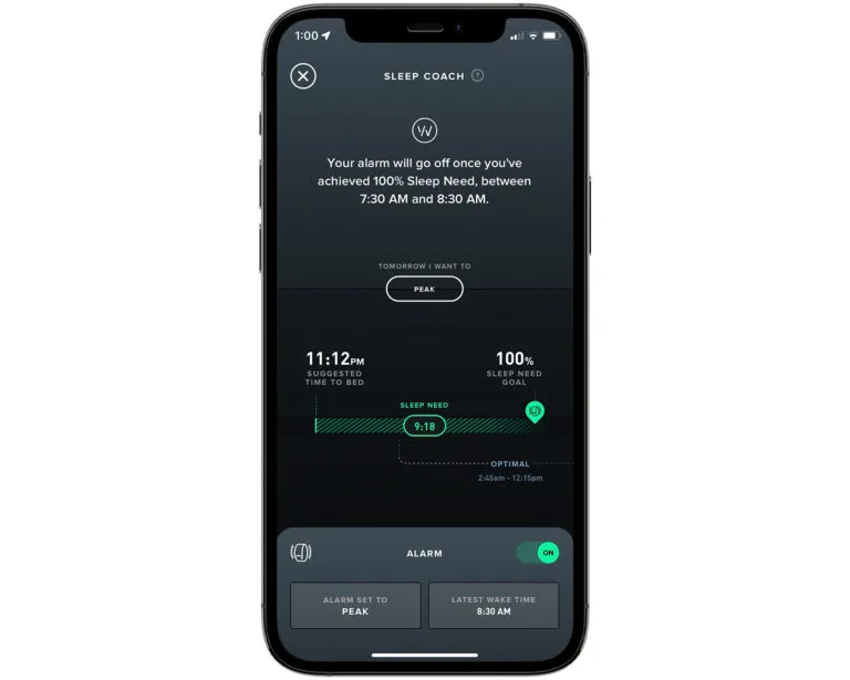 whoop sleep coach haptic alert