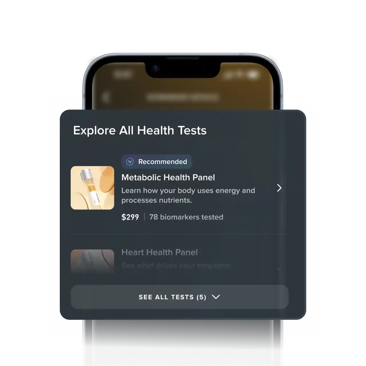 Man reviewing heart health and performance data on a laptop while wearing a WHOOP wearable, highlighting metabolic, men’s, and women’s health insights with HSA/FSA eligibility.