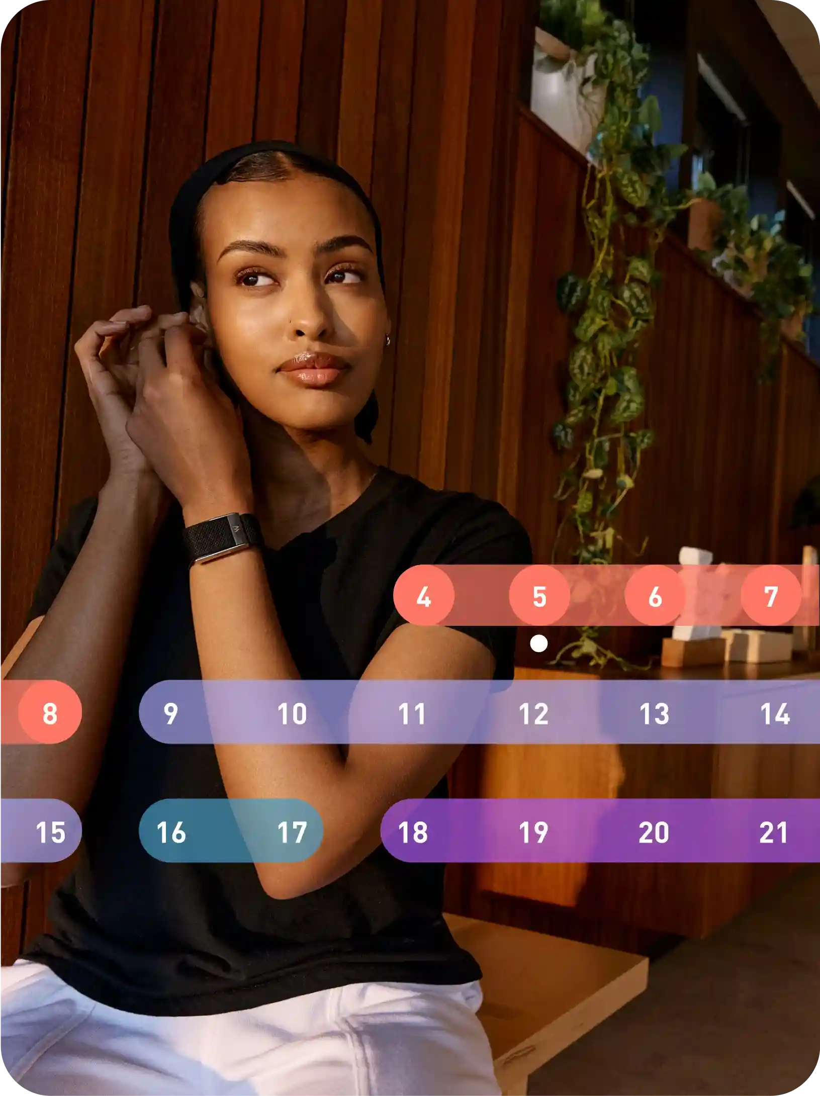 menstrual cycle insights app ui. 
