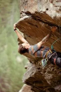 Matt Lloyd shows off the dangers of rock climbing.