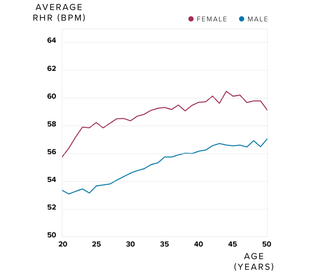 male and female average RHR