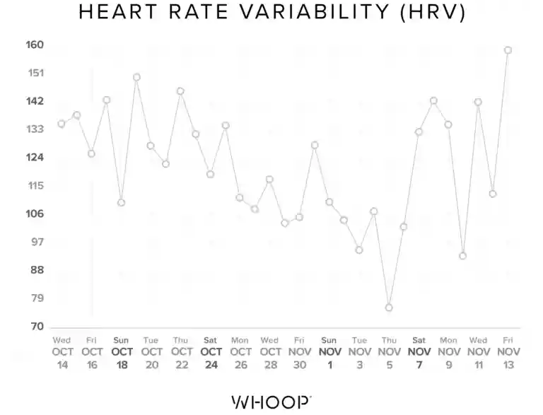 Dylan Frittelli's heart rate variability, tracked by WHOOP, peaked at the 2020 Masters.